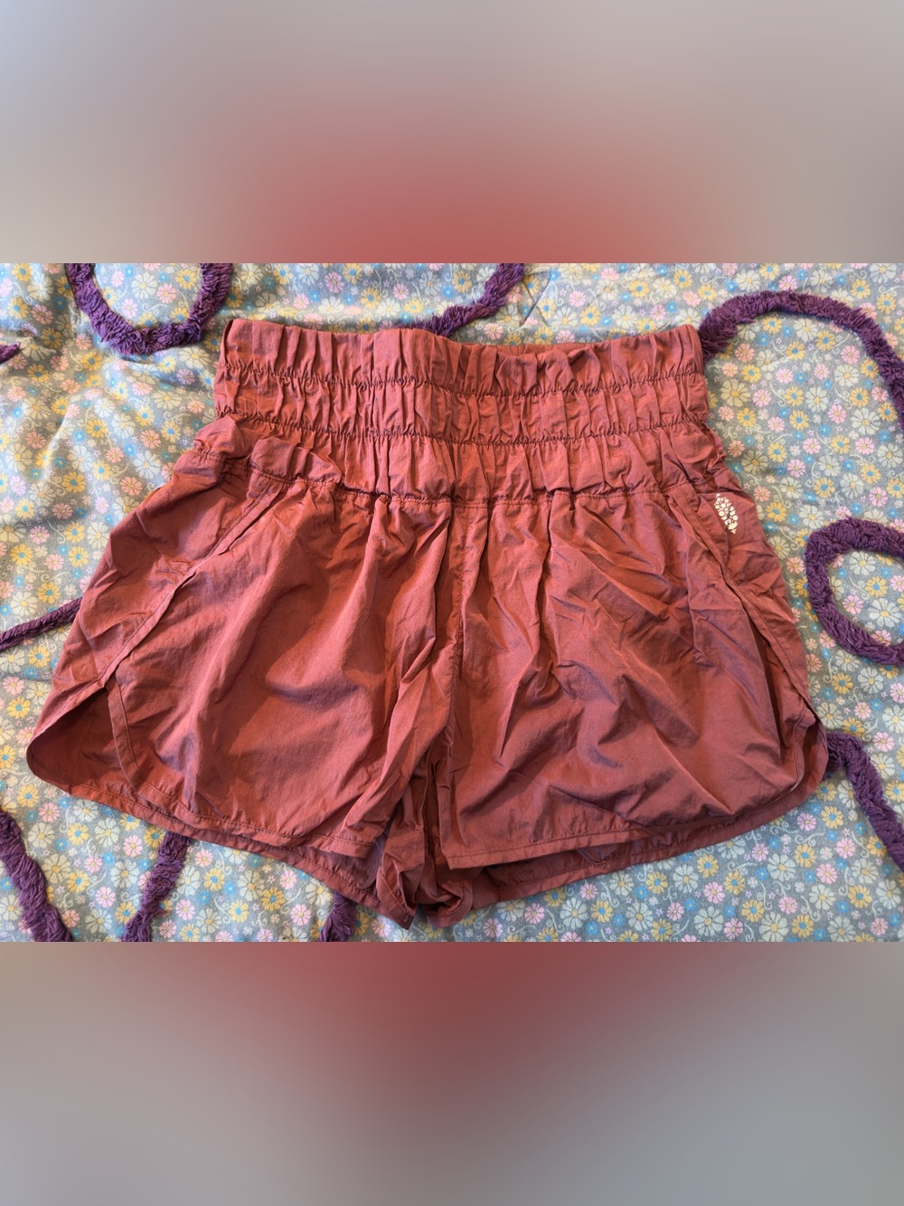 Free People FP Movement The Way Home Shorts Size Large Rust Red Color!